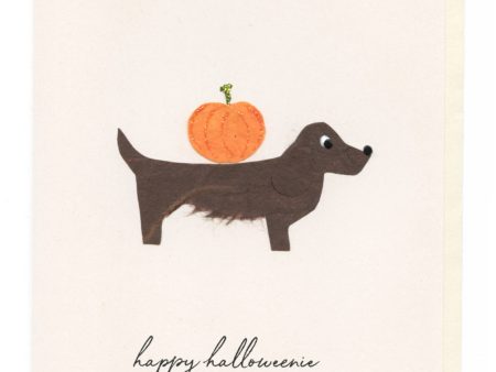 FLAUNT HANDMADE CORRESPONDENCES -  Happy Halloweenie  Wiener Dog w Pumpkin Sale