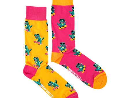 Friday Sock Co. - Dinos on Skateboards Socks, Men s 7 - 12 For Sale