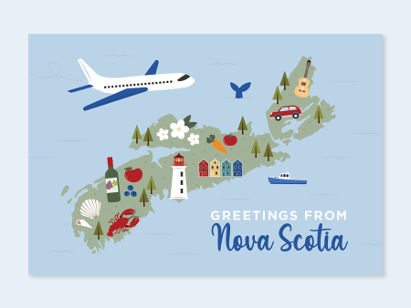 Paper Hearts™ - Nova Scotia Map - Tourism Postcard on Sale