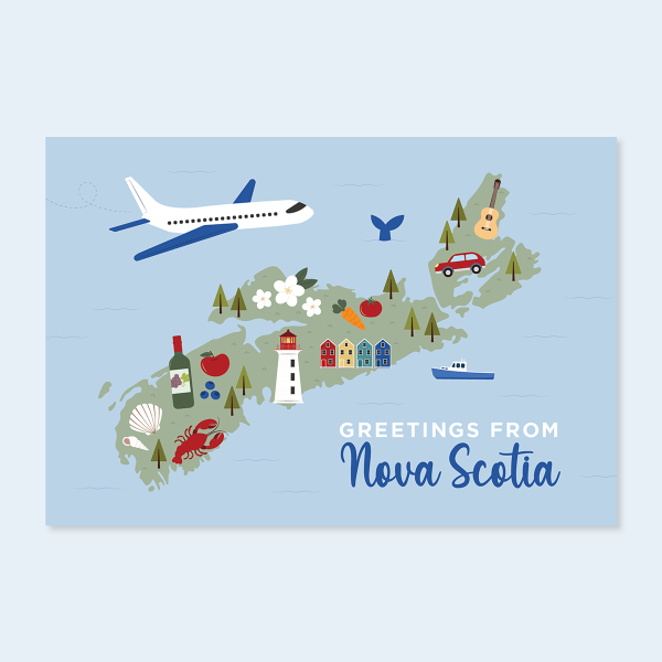 Paper Hearts™ - Nova Scotia Map - Tourism Postcard on Sale