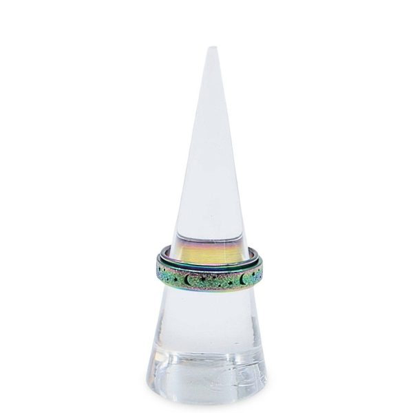 Arômes & Évasions - Rotating Ring - Stress Anxiety Relief - Stainless Steel - Rainbow Moon and Star For Discount