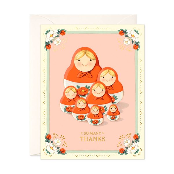 JooJoo Paper - Nesting Dolls Thank You Greeting Card For Sale