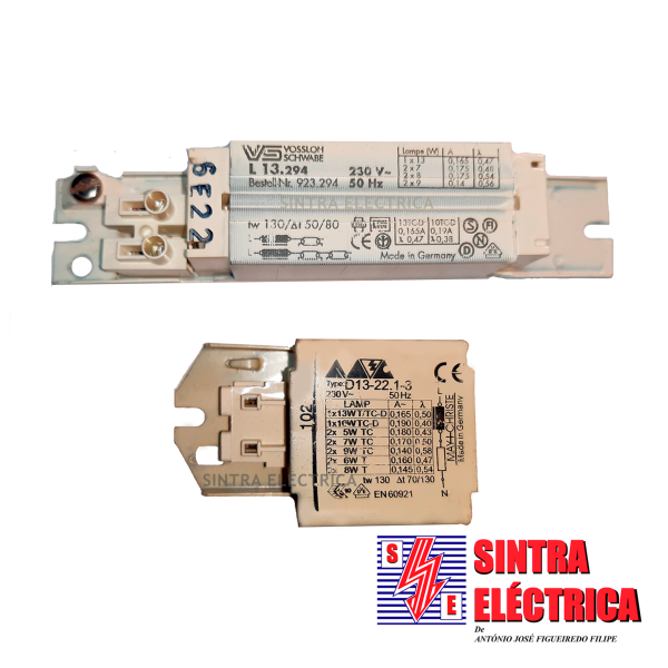 Balastro Ferromagn. - 1x13-2x5 7 8 9 w - L 13.849   VS For Sale