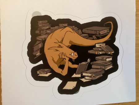 Dragon Reading in Books Sticker Cheap