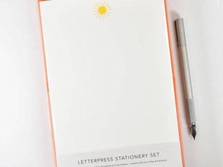 Inkello Letterpress - Stationery Set with Yellow Sun (#472) Fashion