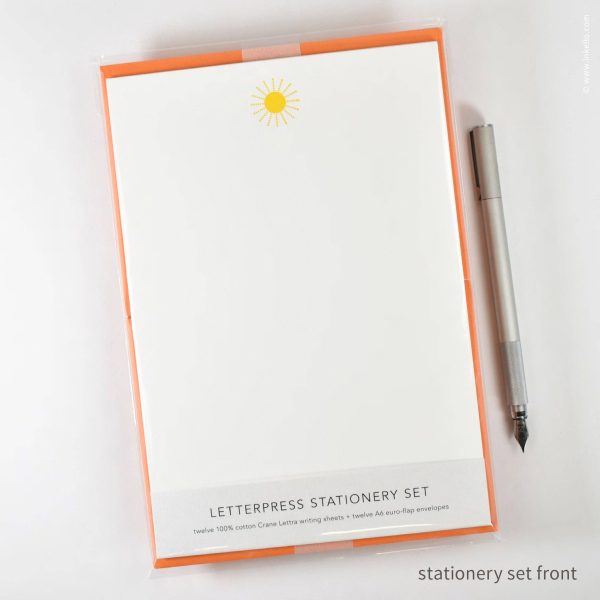 Inkello Letterpress - Stationery Set with Yellow Sun (#472) Fashion