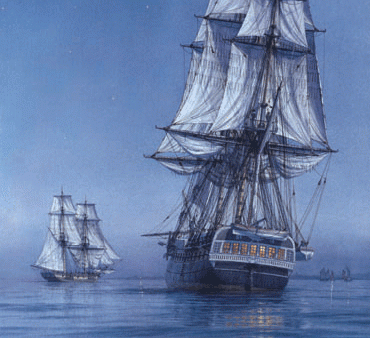 Becalmed on Blockade H.M. Ships Melpomene and Childers cruising off the Ile de Batz, August 1798. - Mark Myers PPRSMA For Discount