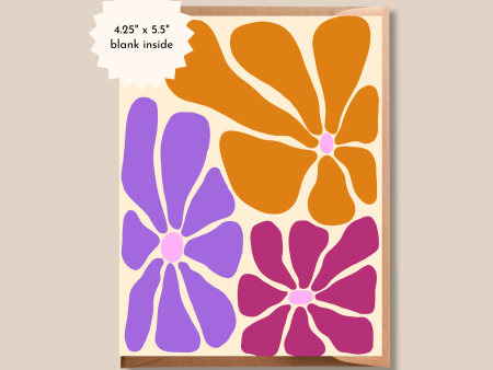 Brush & Bird - Retro Flower Card | Vibrant Blank Any Occasion Card Online Sale