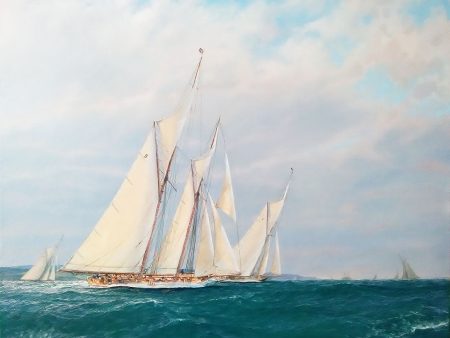 The Schooner Westward in pursuit of the Britannia, 1930 - Jenny Morgan RSMA Online Sale