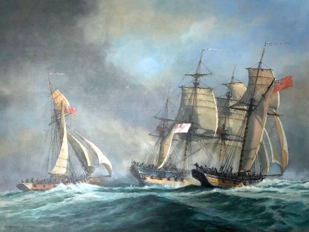 A French Corvette harried by Naval Cutters - Geoffrey Huband For Cheap