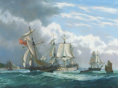 A 74-Gun Ship entering the Carrick Roads, 1800 - Geoffrey Huband Sale