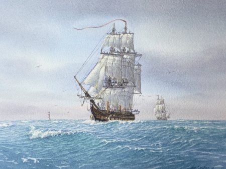 HMS Foudroyant off the Eddystone Lighthouse - John Christian For Cheap