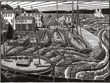 Falmouth Town Quay - James Dodds Linocut Print Fashion