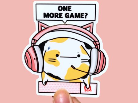 Small Noggin Studios - Pink Gamer Cat Vinyl Sticker, girl cat playing video games, Online