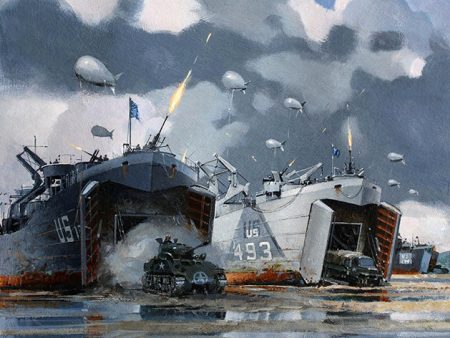 US Navy Landing Ship Tank on D-Day - Anthony Cowland Discount