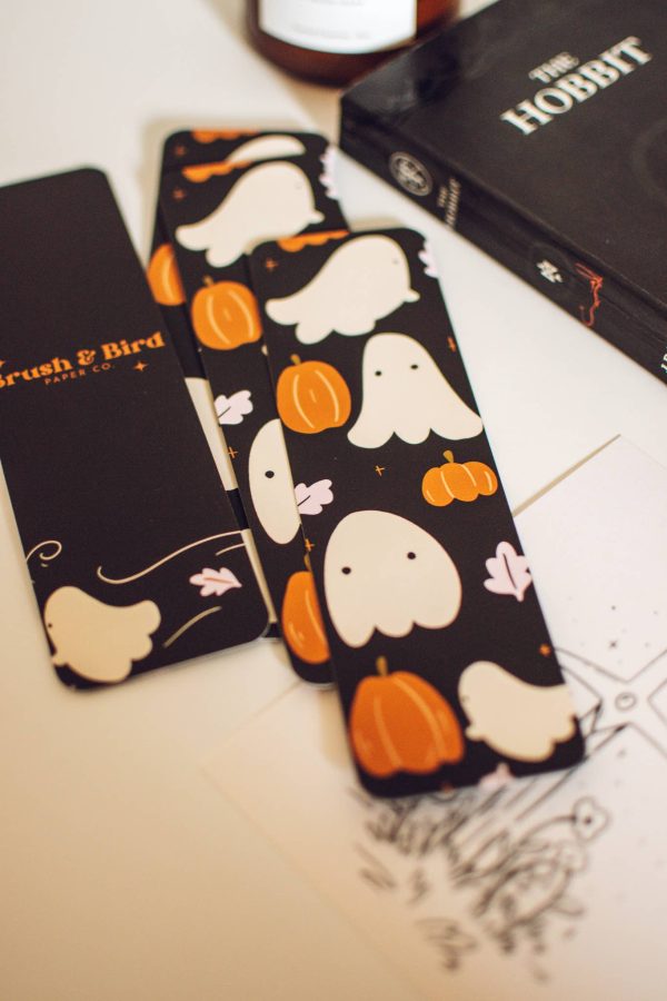 Brush & Bird - Halloween Ghost Pattern Bookmark | Cute Ghost Art Discount