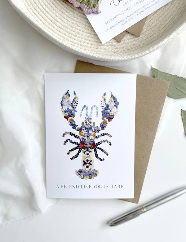 Seek & Bloom Creative Co. - Lobster Blue, A Friend Like You is Rare, Large Greeting Card Online Sale