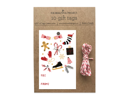 The Beautiful Project - Christmas Winter Holiday Gift Tags - Set of 10 with Twine For Sale