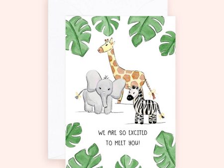 Almeida Illustrations - Mini Card - Excited to meet you! New Baby Greeting Card For Cheap