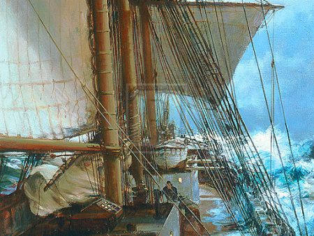 The Rising Wind on Deck Aboard - Montague Dawson Sale