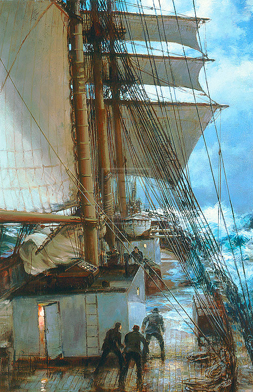 The Rising Wind on Deck Aboard - Montague Dawson Sale