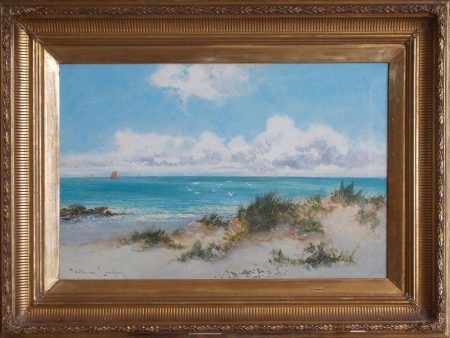 Seascape with Sand Dunes - William Langley (1852 - 1922) Hot on Sale