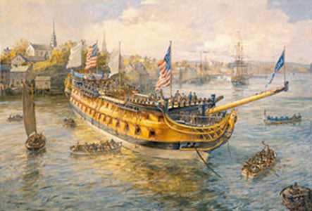 Launching Day, USS America The first United States battleship: Portsmouth, New Hampshire, 5 November 1782 - Geoff Hunt Hot on Sale