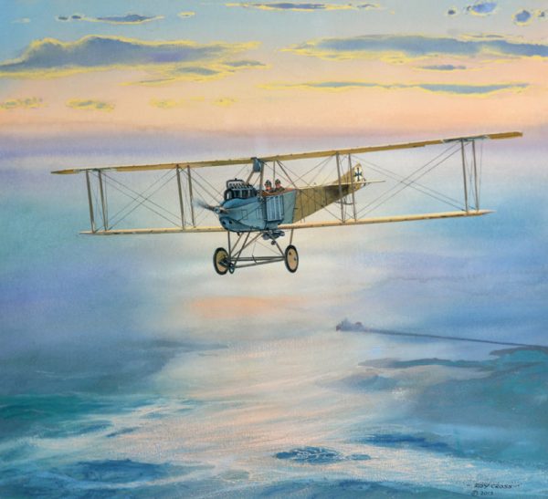 Roy Cross Aviation Art - LVG B type - the first German bombing raid on the UK Supply