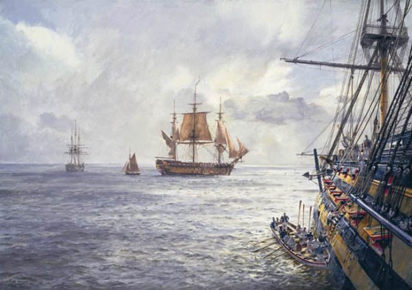 HMS Duke William - coming aboard a 98-gun ship at the Nore, 1793 - Geoff Hunt on Sale