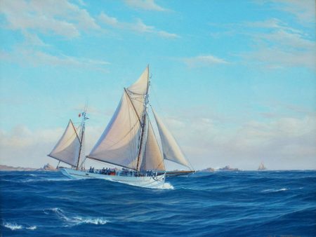 On passage - the ketch Mutine off the Brittany Coast - Jenny Morgan RSMA Discount